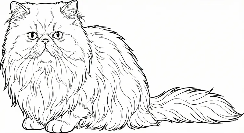 Fluffy Persian Cat Coloring Page