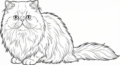 Fluffy Persian Cat Coloring Page