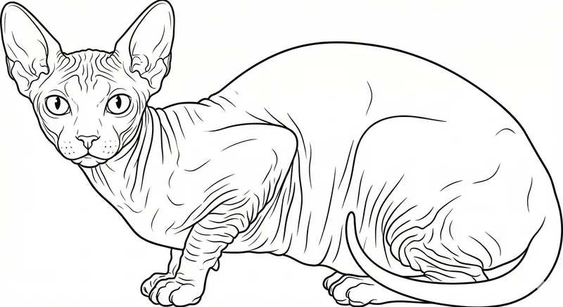 Hairless Sphynx Cat Printable Coloring Page