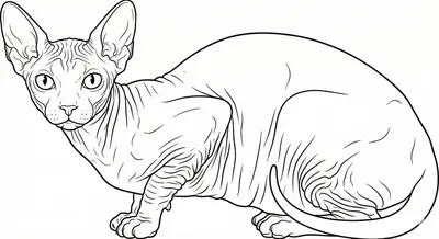 Hairless Sphynx Cat Printable Coloring Page