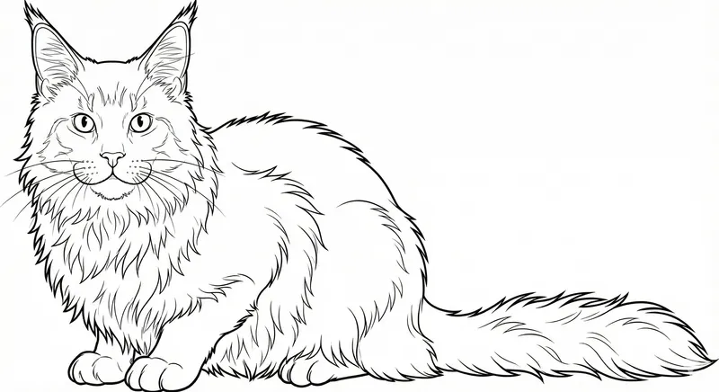 Majestic Maine Coon Cat Coloring Page