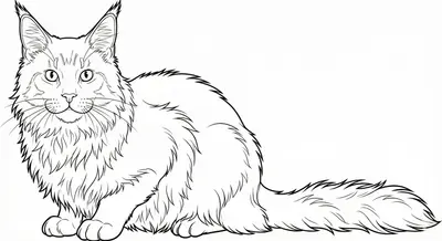 Majestic Maine Coon Cat Coloring Page