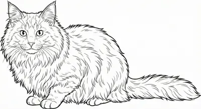 Fluffy Norwegian Forest Cat Coloring Page