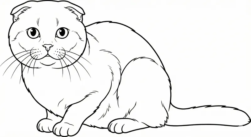 Scottish Fold Cat Printable Coloring Page