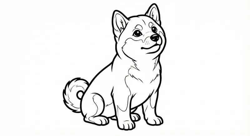Cute Shiba Inu Puppy Coloring Page – Free Printable PDF