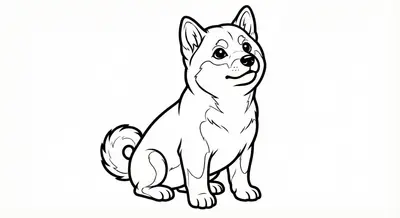 Cute Shiba Inu Puppy Coloring Page – Free Printable PDF