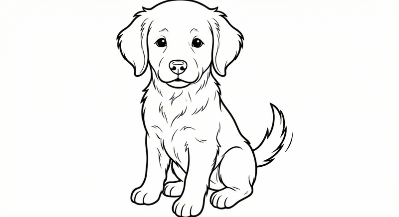 Cute Golden Retriever Puppy Coloring Page – Printable PDF