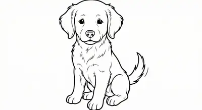 Cute Golden Retriever Puppy Coloring Page – Printable PDF