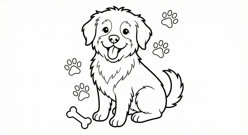 Happy Puppy Coloring Page