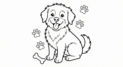 Happy Puppy Coloring Page