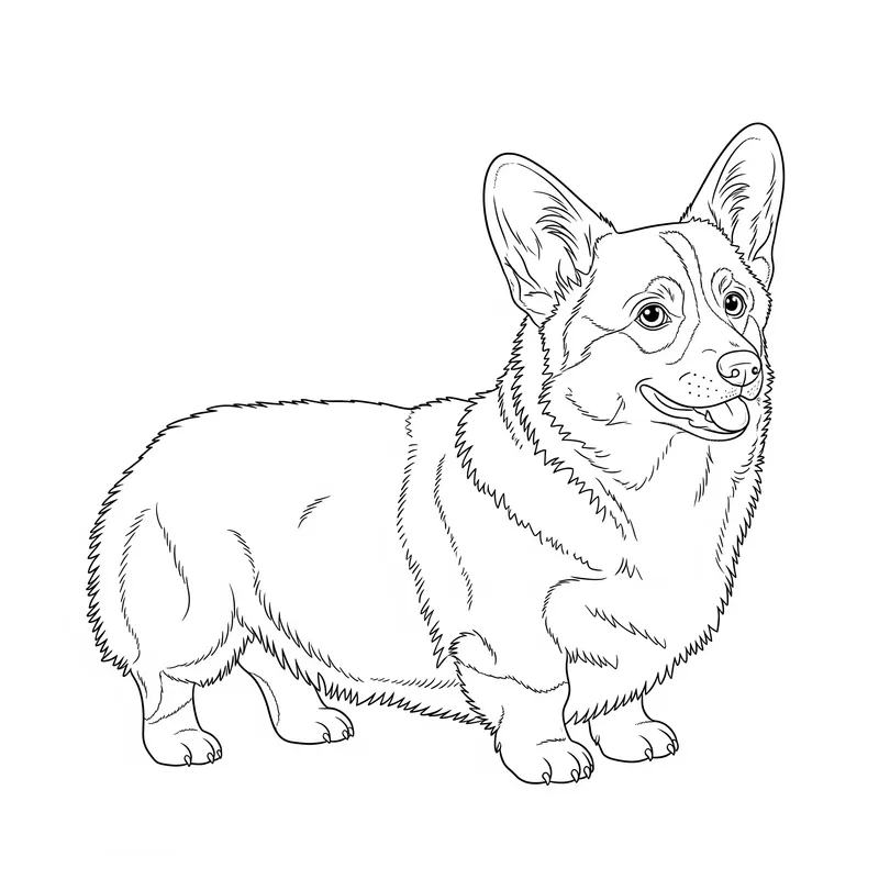Realistic Corgi Coloring Page for Dog Lovers