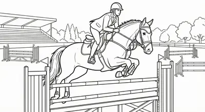 Equestrian Show Jumping Horse Coloring Page