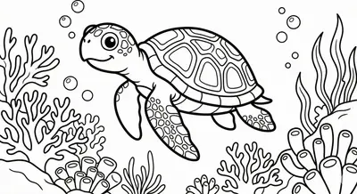 Printable Sea Turtle Coloring Page