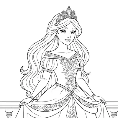 Beautiful Princess Coloring Page for Girls