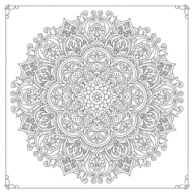 Intricate Mandala Design Coloring Page for Adults