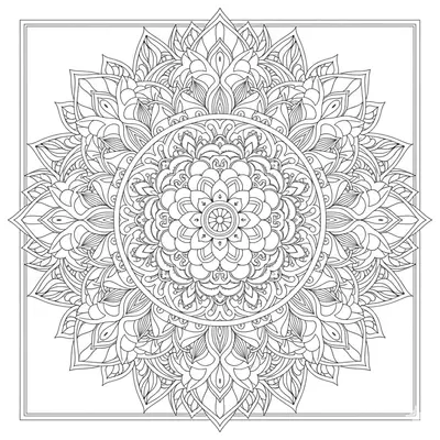 Layered Flower Mandala Coloring Page for Adults