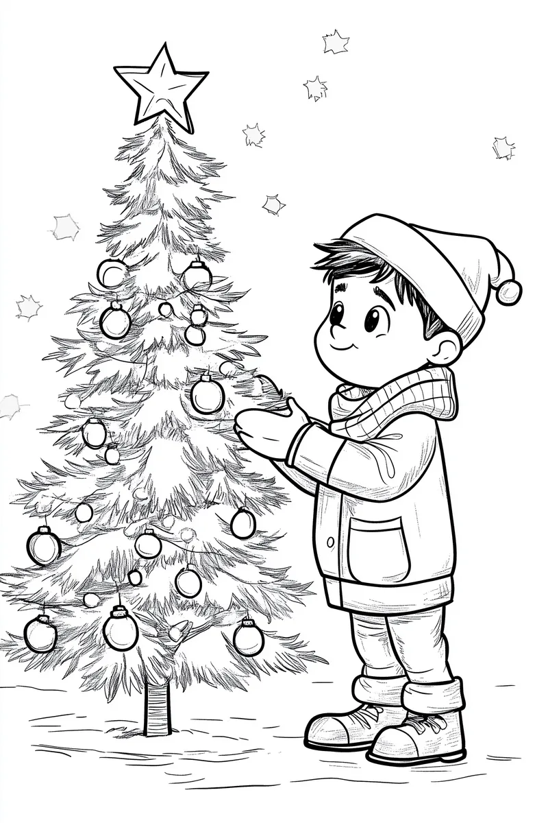 Christmas_tree_002 - Free Coloring Page