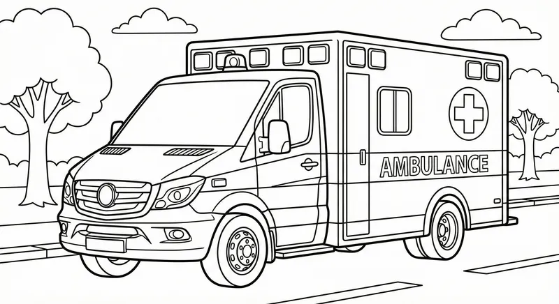 Ambulance Coloring Page for Kids