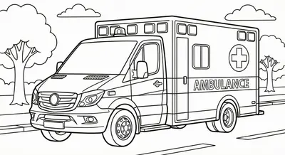 Ambulance Coloring Page for Kids