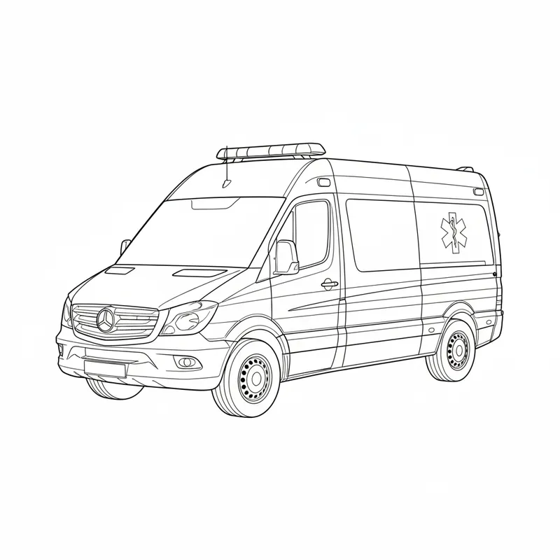 Modern European Ambulance Van Coloring Page