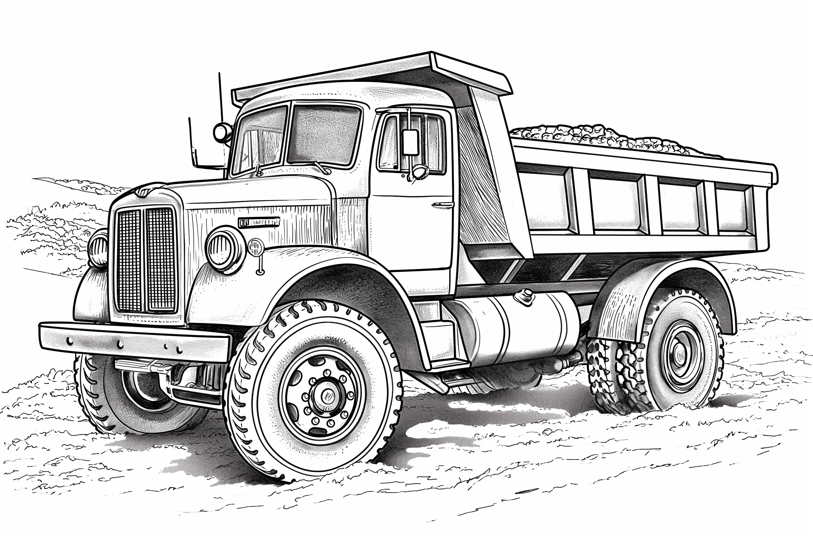 Dump Truck Coloring Page 01 - Free Coloring Page