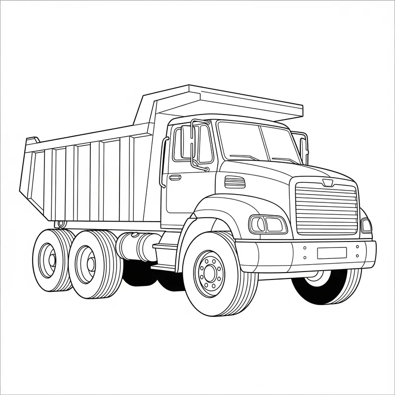 Big Dump Truck Coloring Page for Construction Fans