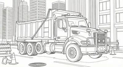 Heavy City Dump Truck Coloring Page for Kids