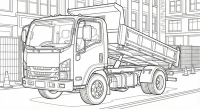 Realistic City Dump Truck Coloring Page for Kids
