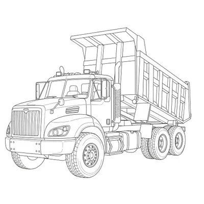 Realistic Dump Truck Coloring Page for Construction Fans