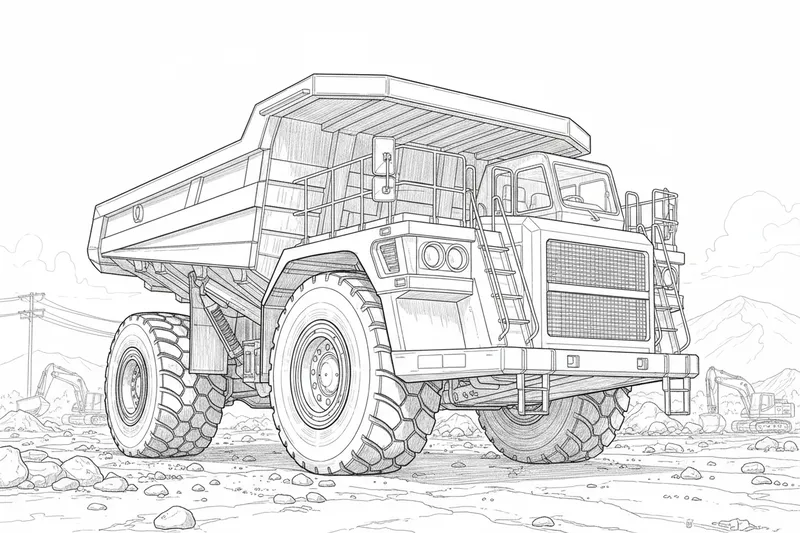 Realistic Dump Truck Coloring Page