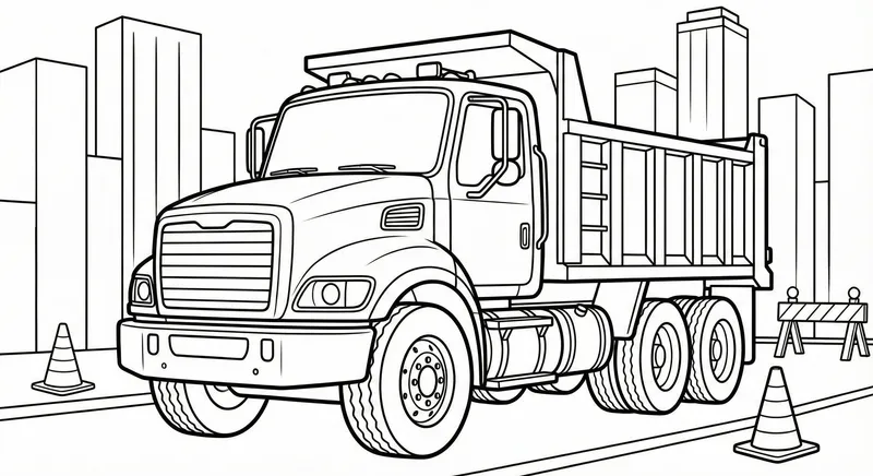 Simple City Dump Truck Coloring Page for Kids