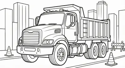 Simple City Dump Truck Coloring Page for Kids