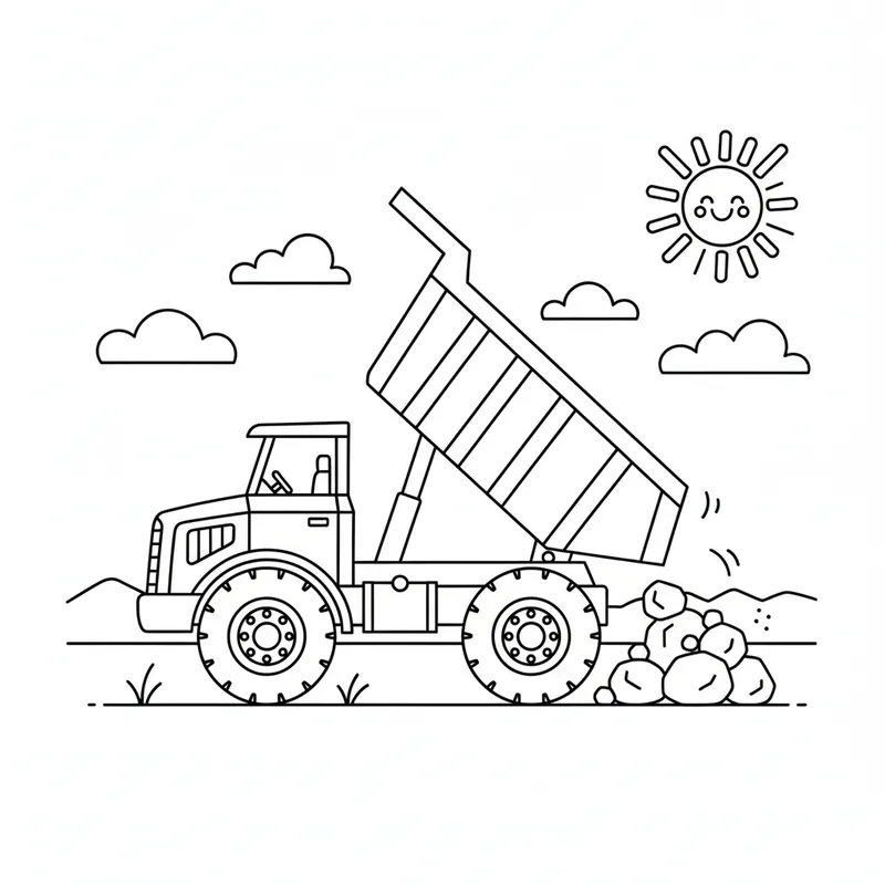 Simple Dump Truck Coloring Page for Toddlers