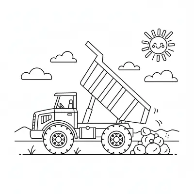 Simple Dump Truck Coloring Page for Toddlers