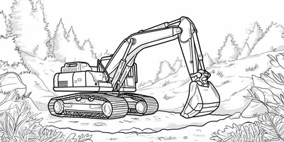 Excavator Coloring Page 001