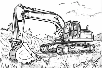 Excavator Coloring Page 002