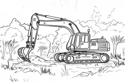 Excavator Coloring Page 004