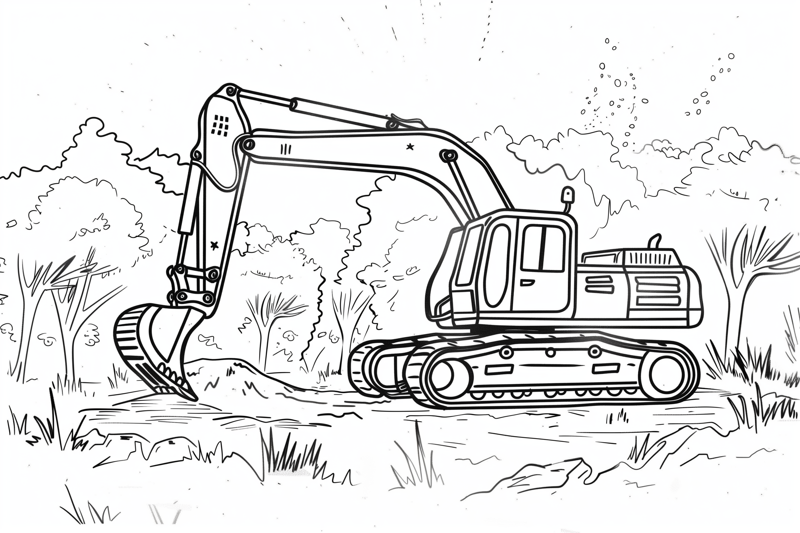 Excavator Coloring Page 004 - Free Coloring Page