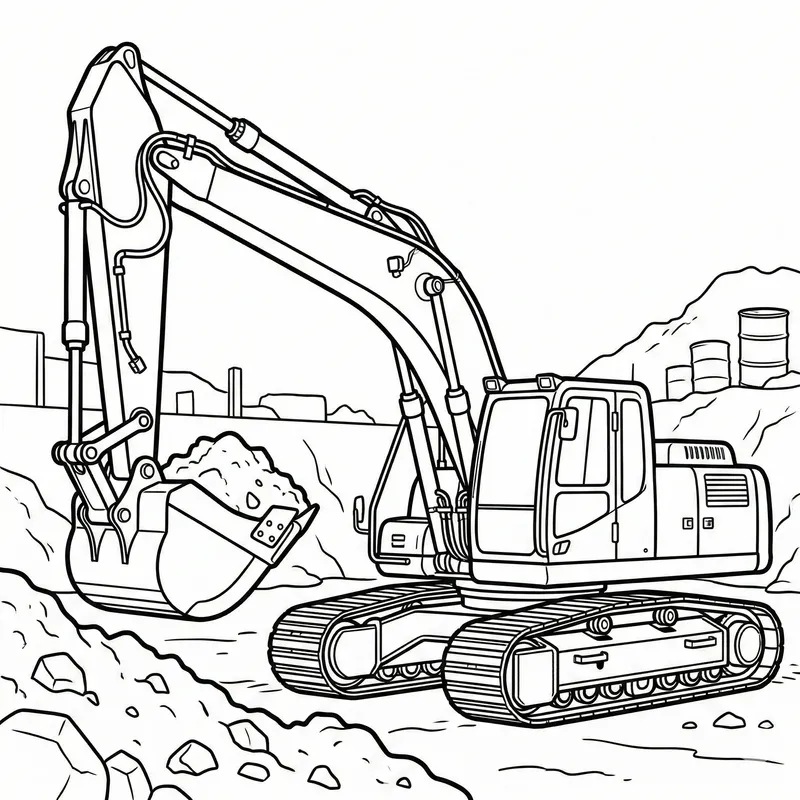 Excavator Coloring Page: Construction Vehicle Printable