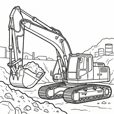 Excavator Coloring Page: Construction Vehicle Printable