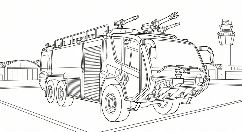 Airport Crash Tender Fire Truck Coloring Page