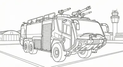Airport Crash Tender Fire Truck Coloring Page