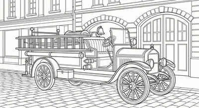 Classic Vintage Fire Truck Coloring Sheet
