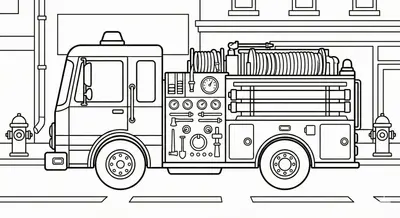 Detailed Pumper Fire Truck Coloring Page for Kids