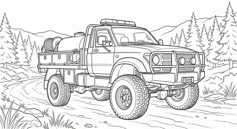 Rugged Off-Road Brush Fire Truck Coloring Page