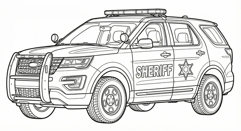 Classic Police Cruiser Coloring Page for Children
