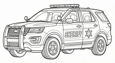 Classic Police Cruiser Coloring Page for Children