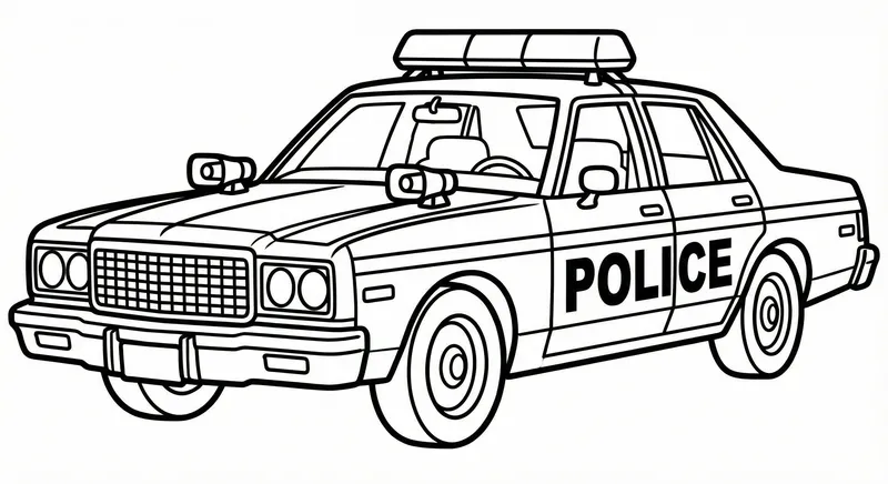 Friendly Police Car Coloring Page for Kids