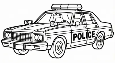 Friendly Police Car Coloring Page for Kids