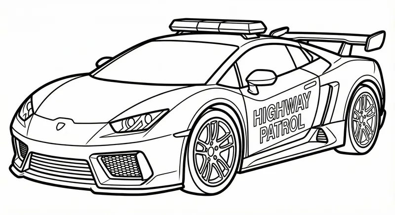 Police Car with Siren Coloring Page for Kids